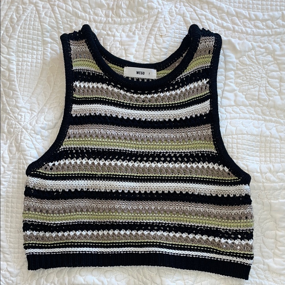 Black and Green Striped Women's Top